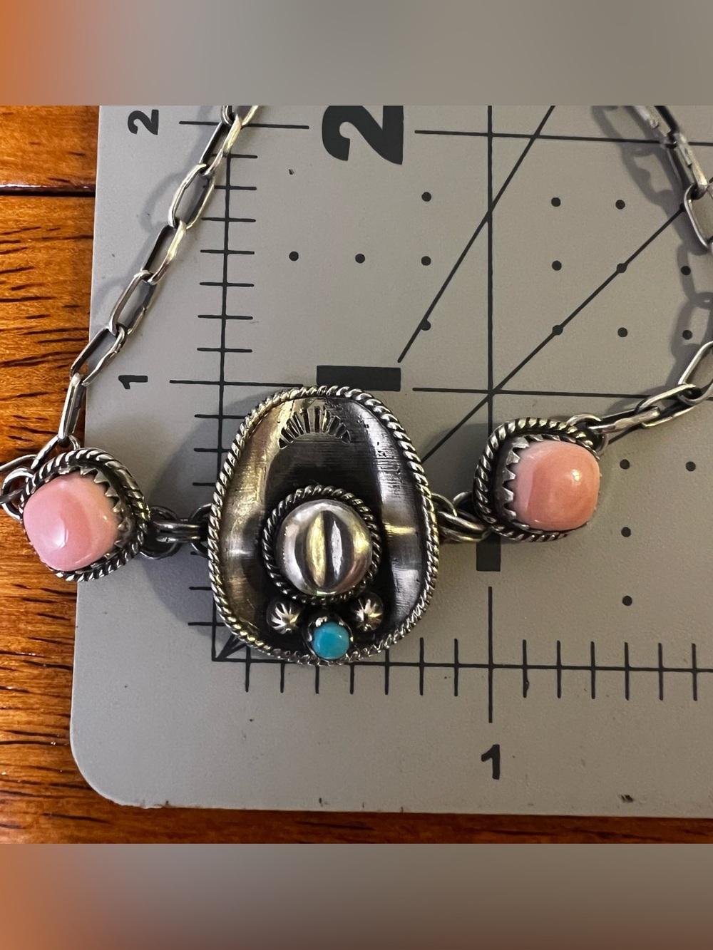 925 Sterling Silver Queen Conch Kingman Turquoise Cowboy Hat Bracelet 7.5 - Picture 8 of 10